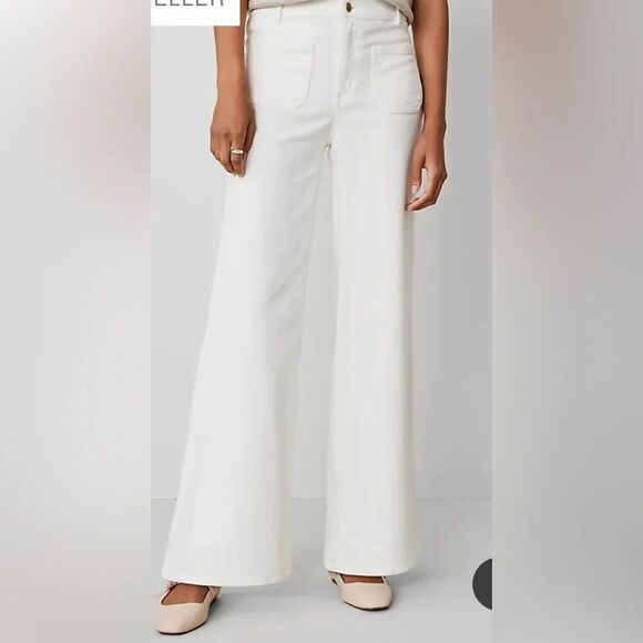 Ann Taylor The Patch Pocket Corduroy Flare Pant in Winter White, size 8 - Picture 9 of 9